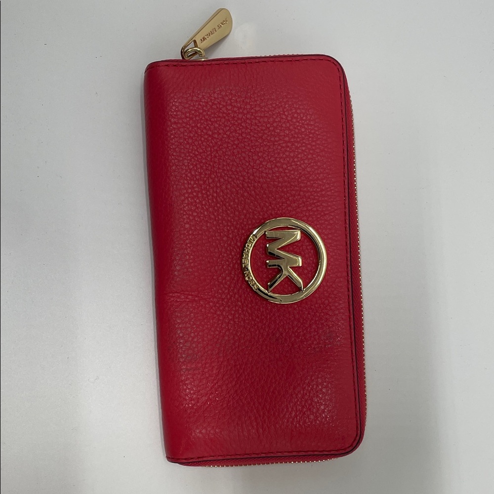 Michael Kors Pink Wallet with Gold Logo